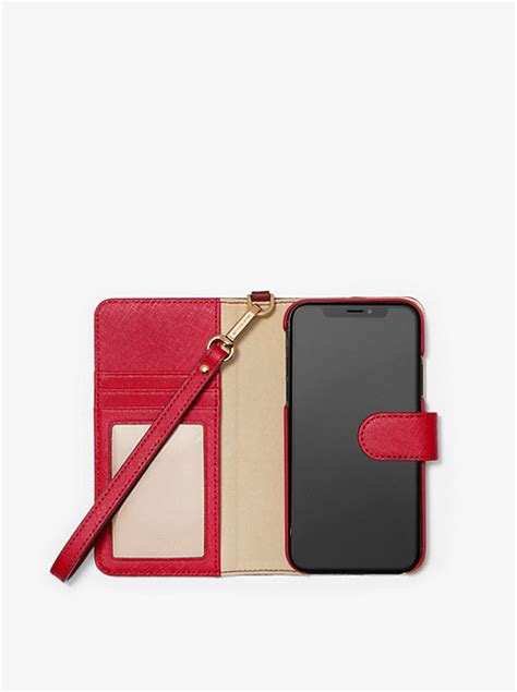 michael kors saffiano leather wristlet folio case for iphone xr|Michael Kors Cell Phones Wallet Cases for Apple .